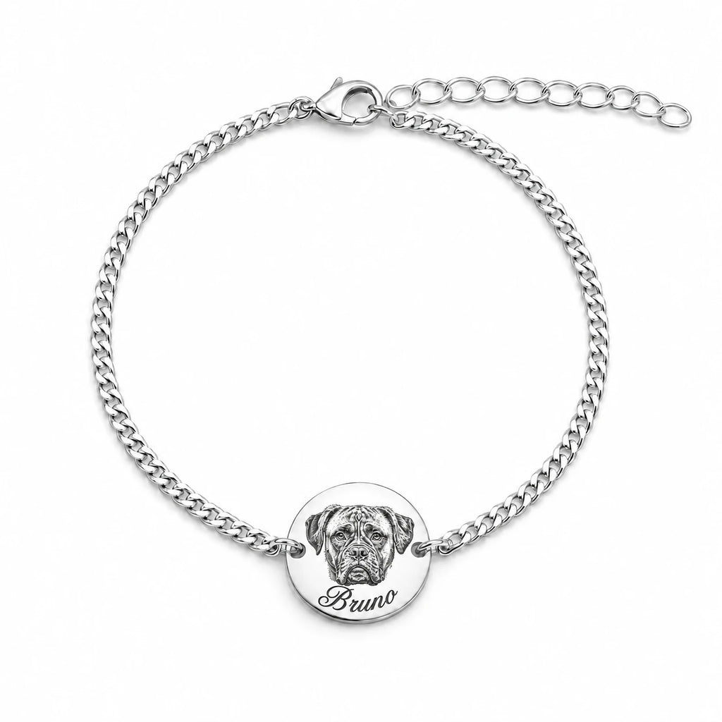 Personalized pet jewelry with a detailed engraved portrait