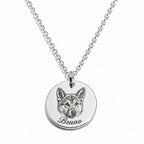 Pet portrait necklace with detailed engraving
