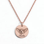 Pet portrait necklace with detailed engraving