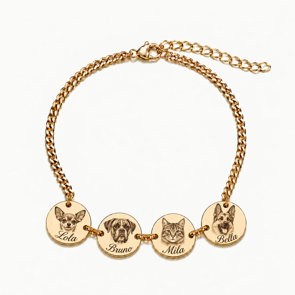 Personalized pet jewelry with a detailed engraved portrait