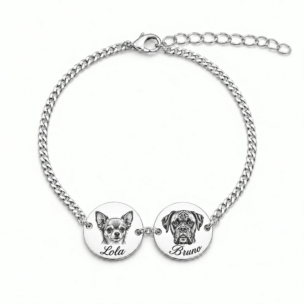 Personalized pet jewelry with a detailed engraved portrait