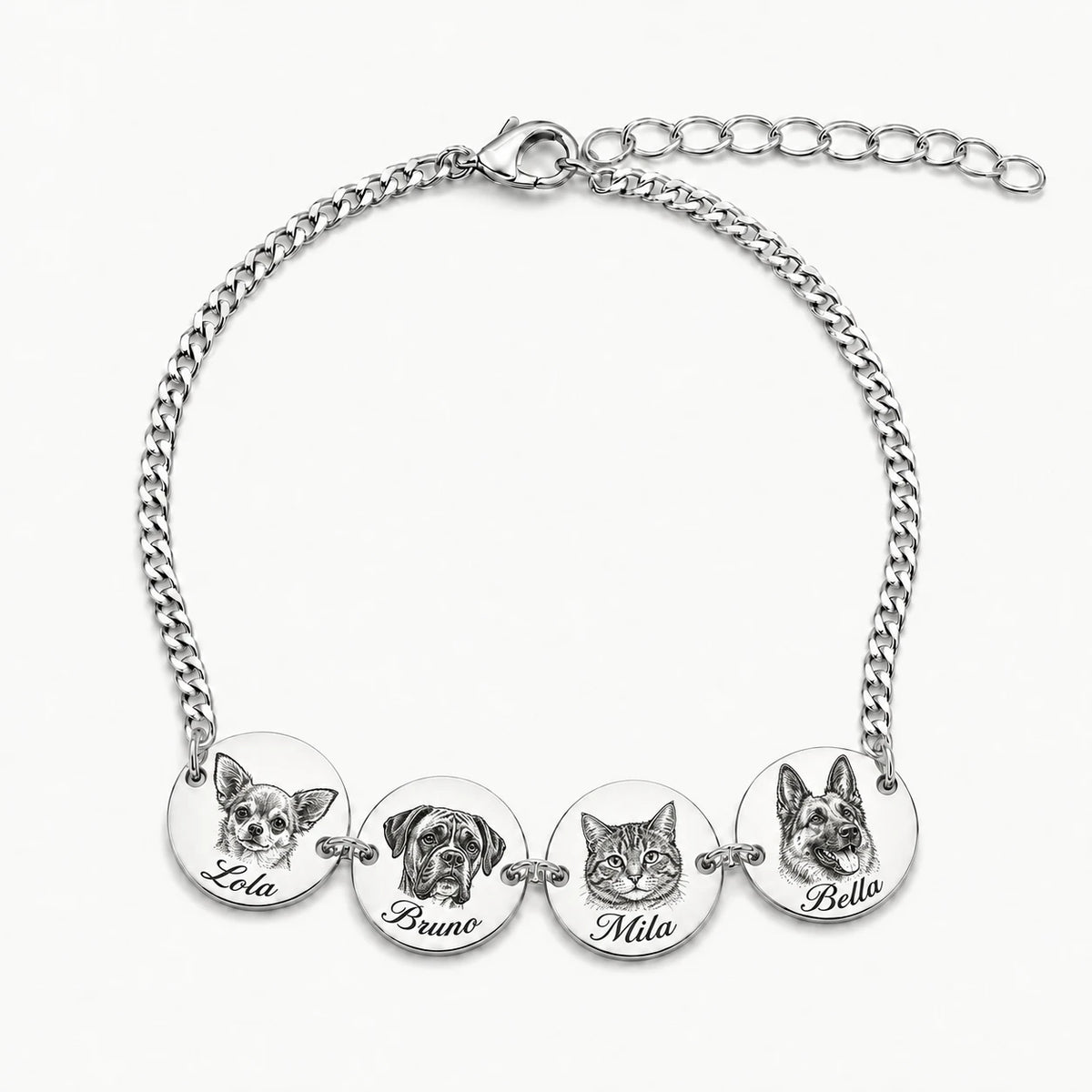 Personalisierter Schmuck mit detailreicher Tierporträt-Etching-Gravur