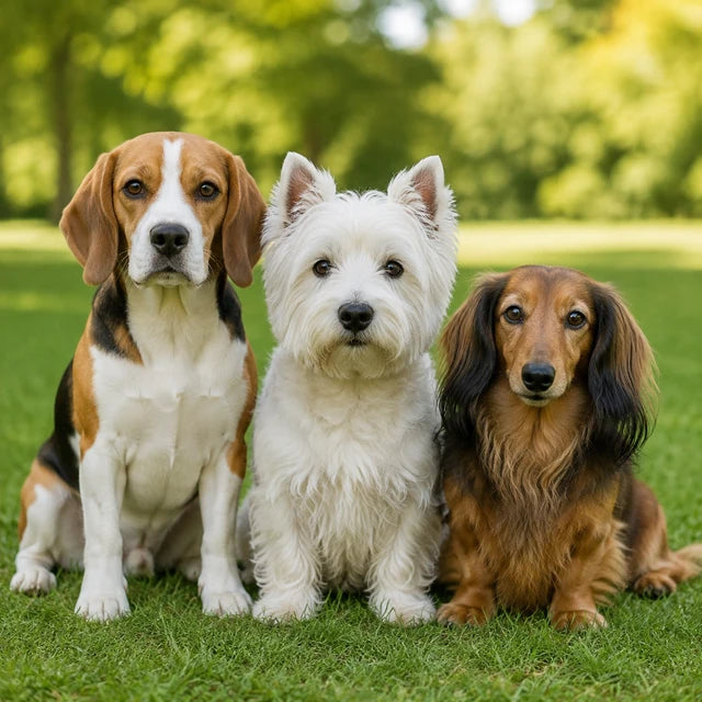 Mehrere Hunde auf einem Foto als ungeeignete Vorlage