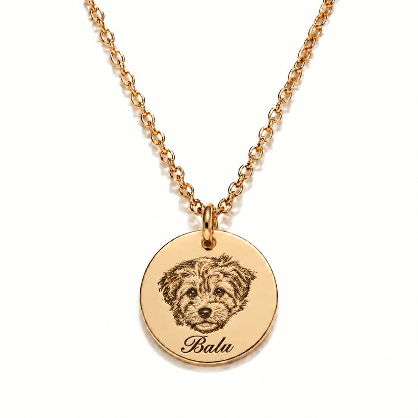 Forever Close Necklace with engraved pet portrait