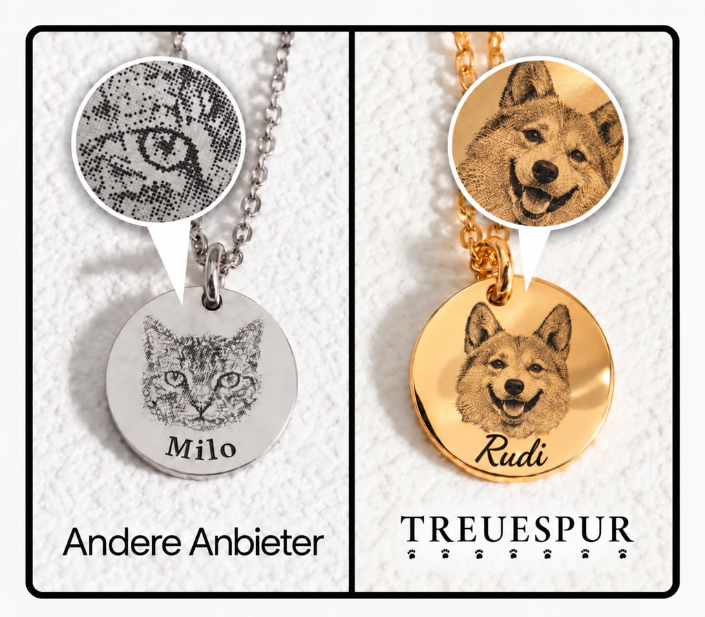 Comparison of engraving quality between other brands and Treuespur