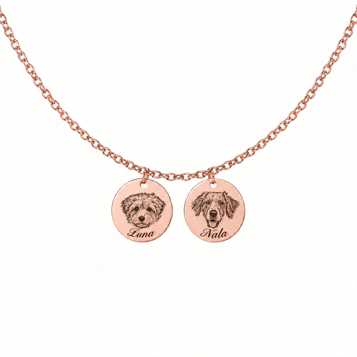 Tierporträt-Kette mit detailreicher Etching-Gravur