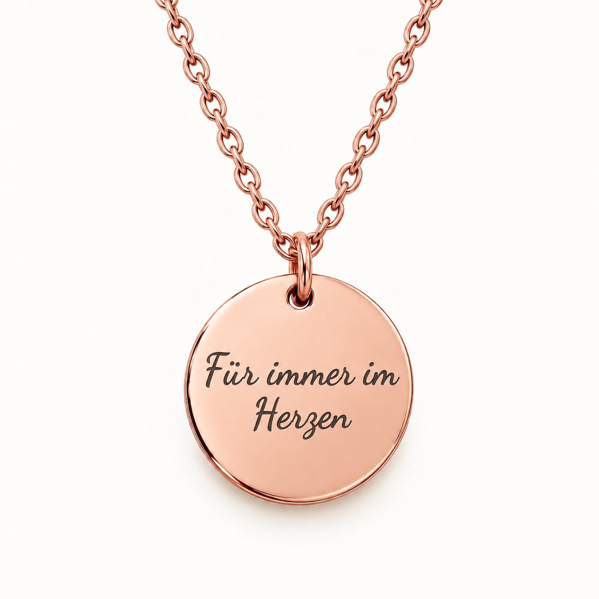 Rückgravur Beispiel – 18K rosévergoldet – Für-Immer-Nah Kette