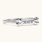 Silver personalized bone ring engraved with BALU and zirconia accents – Treuespur