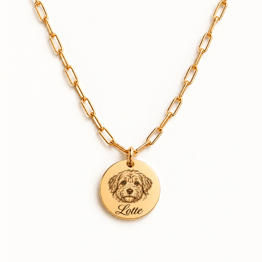 Heartline Paperclip Pet Portrait Necklace