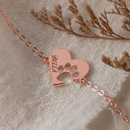 Personalized two-heart bracelet with pet name and paw motif – product detail 6 – Treuespur