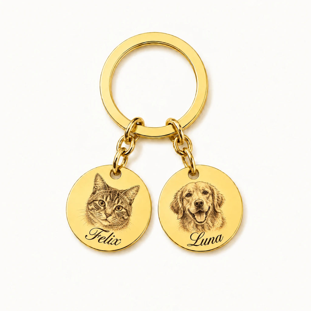 Personalized pet jewelry with a detailed engraved portrait