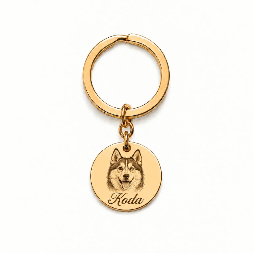 Always With You Keychain with engraved pet portrait