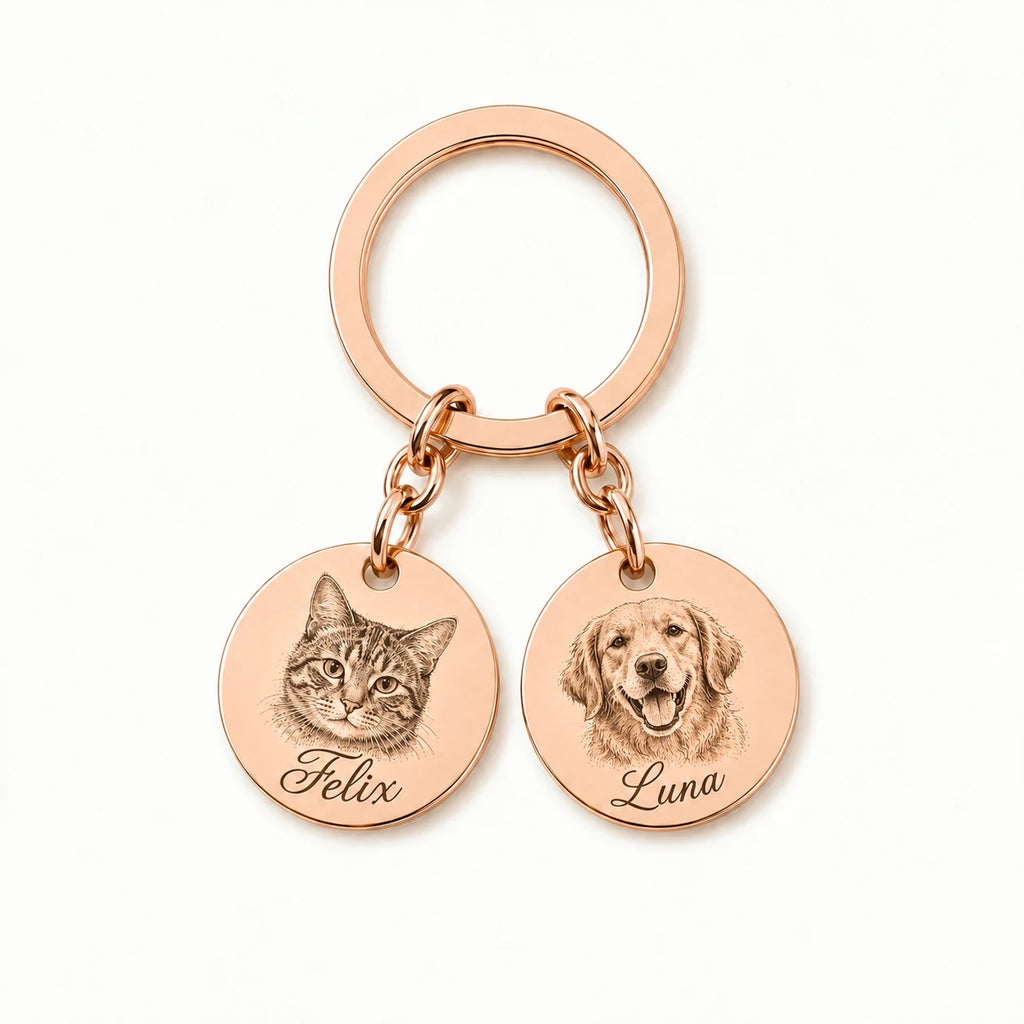Personalized pet jewelry with a detailed engraved portrait
