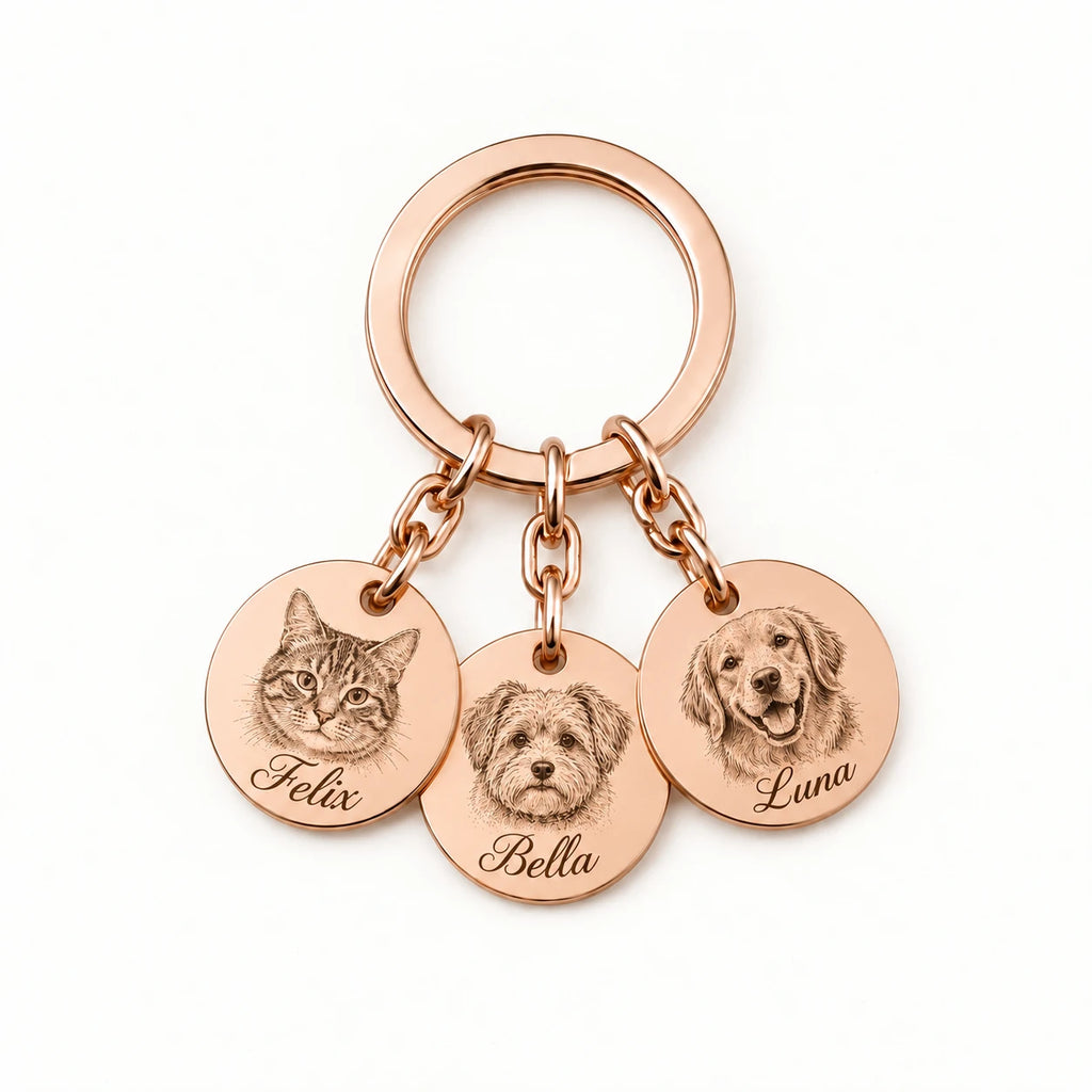 Personalized pet jewelry with a detailed engraved portrait