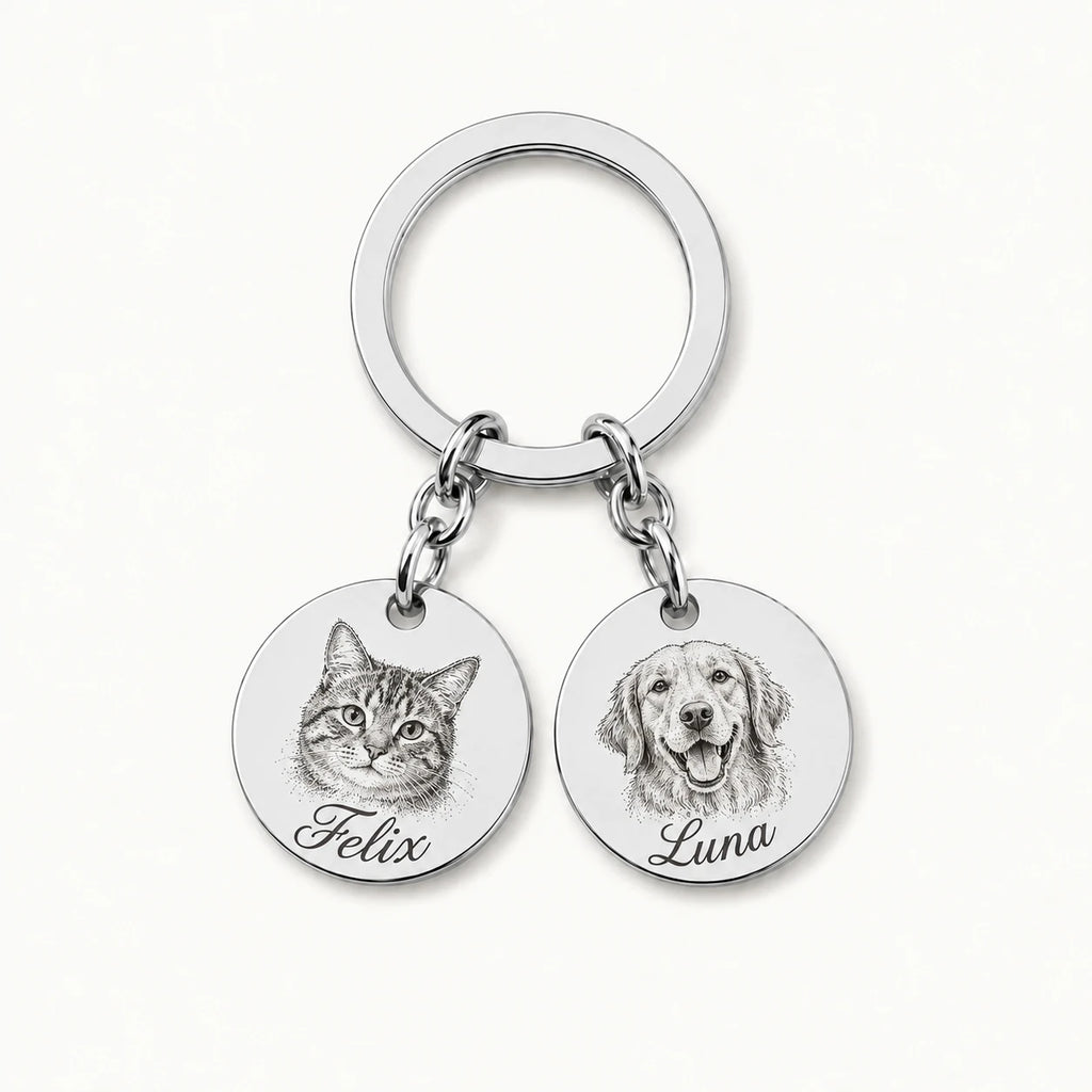 Personalized pet jewelry with a detailed engraved portrait