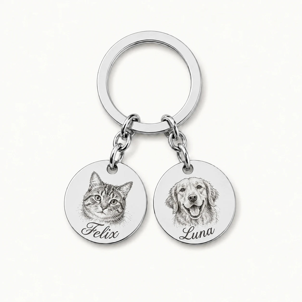 Personalisierter Schmuck mit detailreicher Tierporträt-Etching-Gravur
