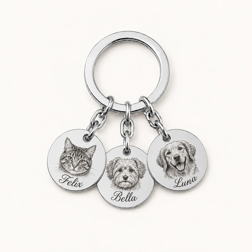 Personalized pet jewelry with a detailed engraved portrait