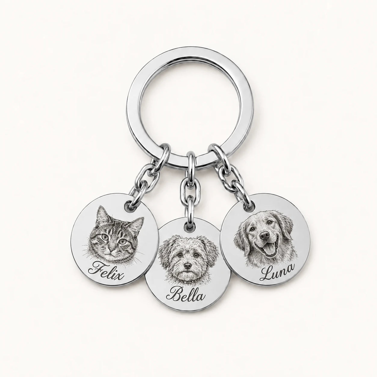 Personalisierter Schmuck mit detailreicher Tierporträt-Etching-Gravur