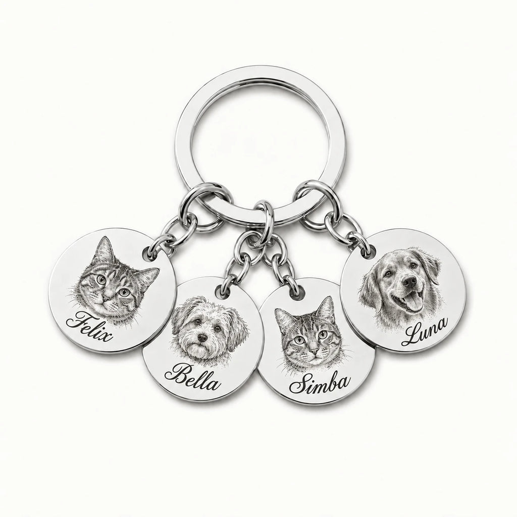 Personalized pet jewelry with a detailed engraved portrait