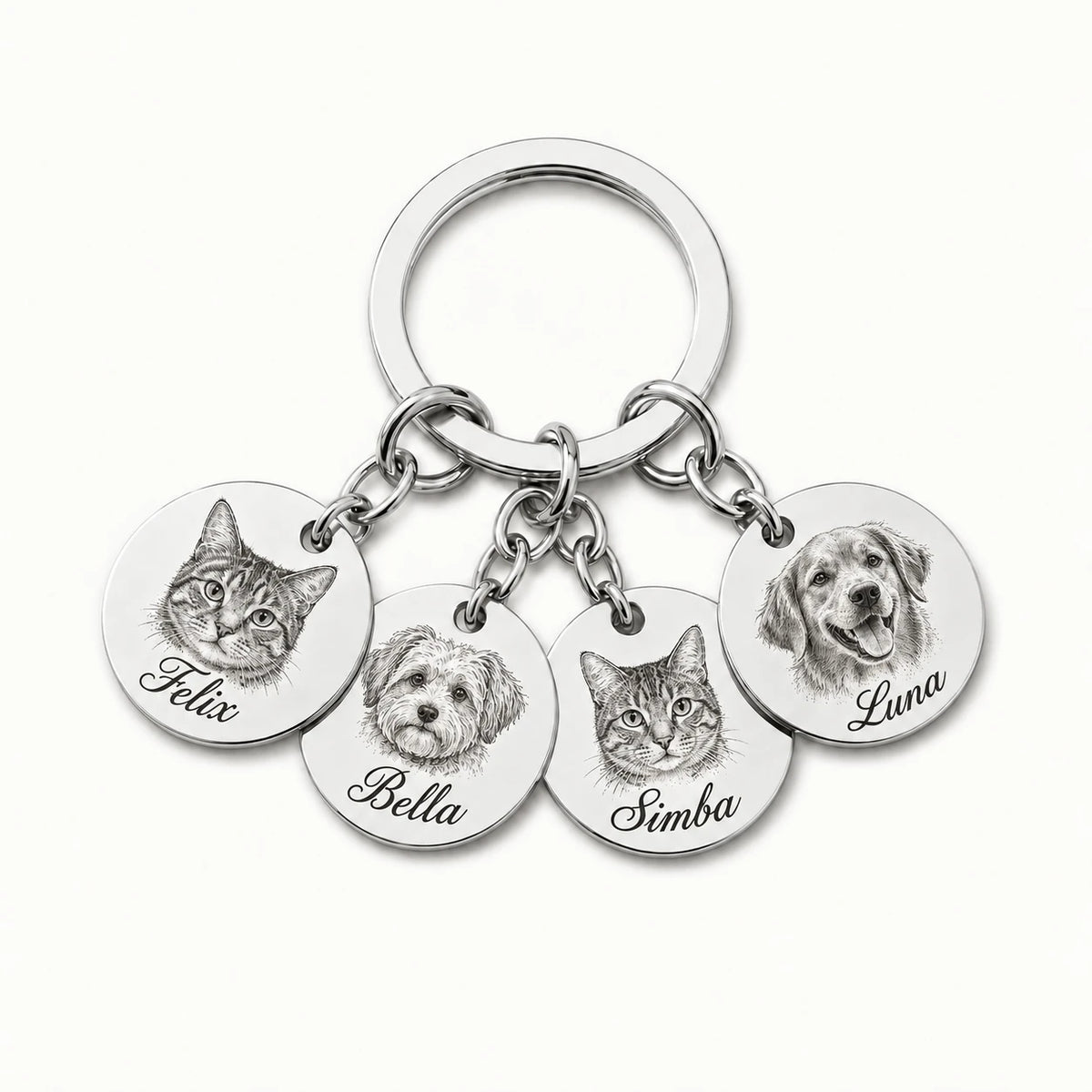 Personalisierter Schmuck mit detailreicher Tierporträt-Etching-Gravur