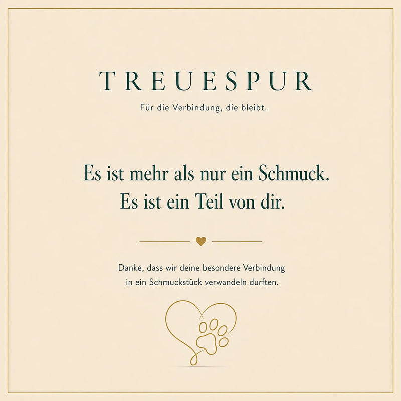 Treuespur card with a message about a lasting bond